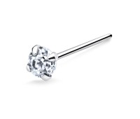 Round CZ Silver Straight Nose Stud NSKA-113-3